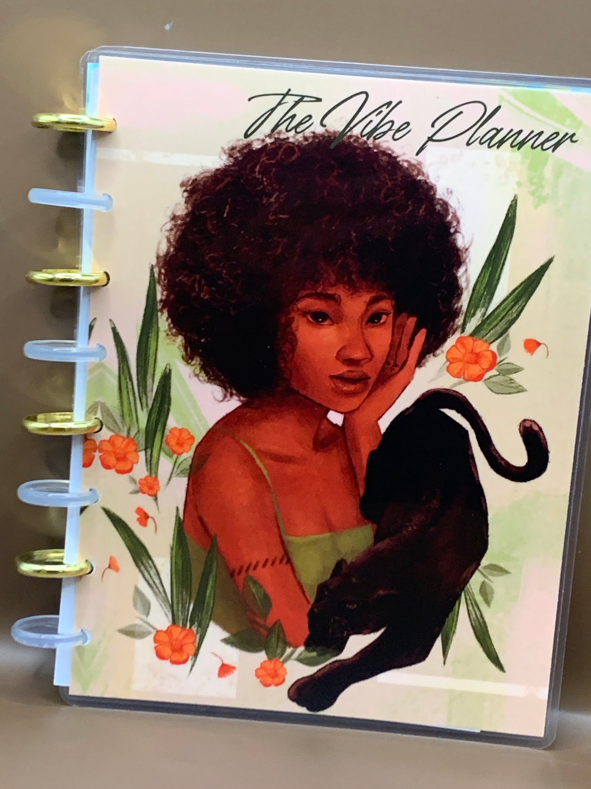 Bohemian Afro and Panther Notebook - Discbound - The Vibe Planner