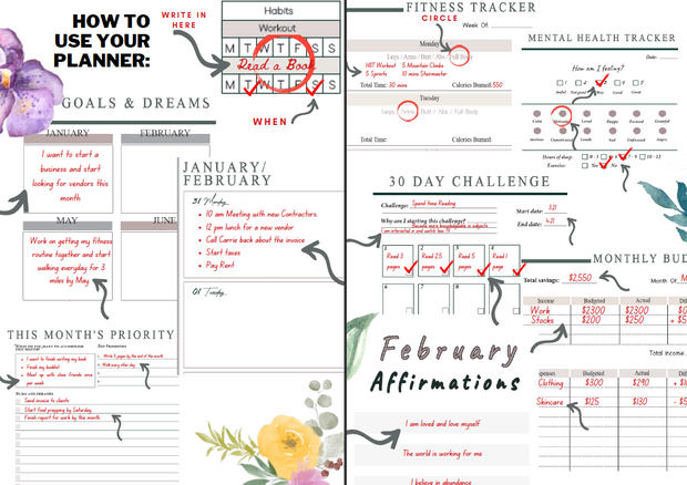 Bohemian Panther & Afro's: PLANNER January 2023 - December 2023 - The Vibe Planner