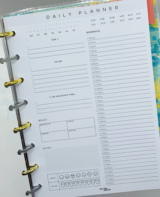 Undated Daily Planner Inserts - Refillable - 120 Pages - The Vibe Planner