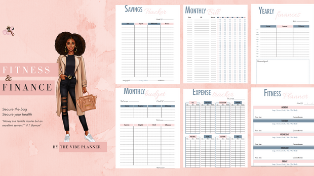 Fitness & Finance Printable Worksheet | Goodnotes Compatible - The Vibe Planner